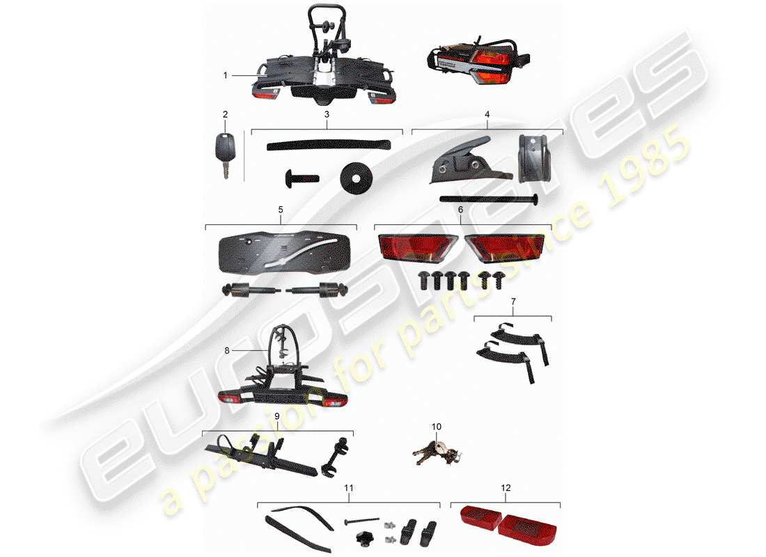 porsche 2013 (tequipment cayenne) portabici per diagramma delle parti