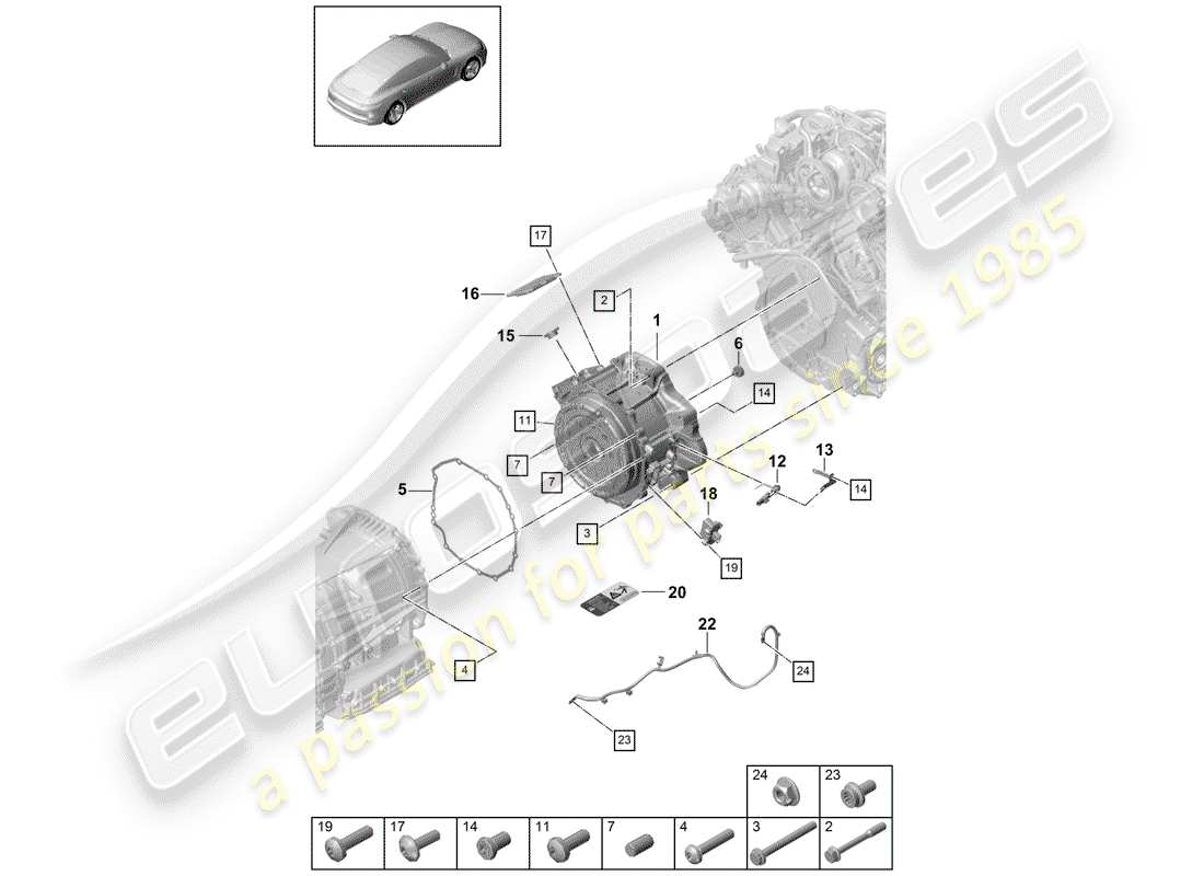 porsche panamera 971 (2019) motore trazione per elec. schema delle parti drive