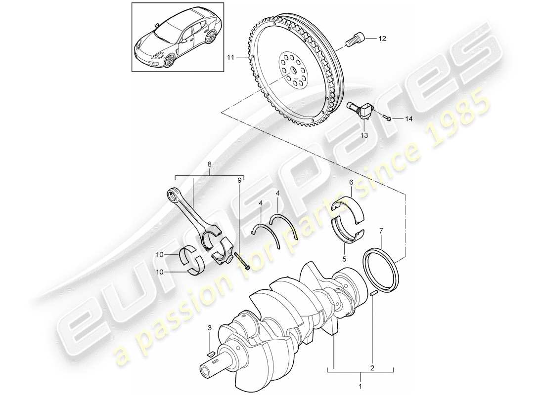porsche 2014 (panamera 970) albero a gomiti diagramma delle parti