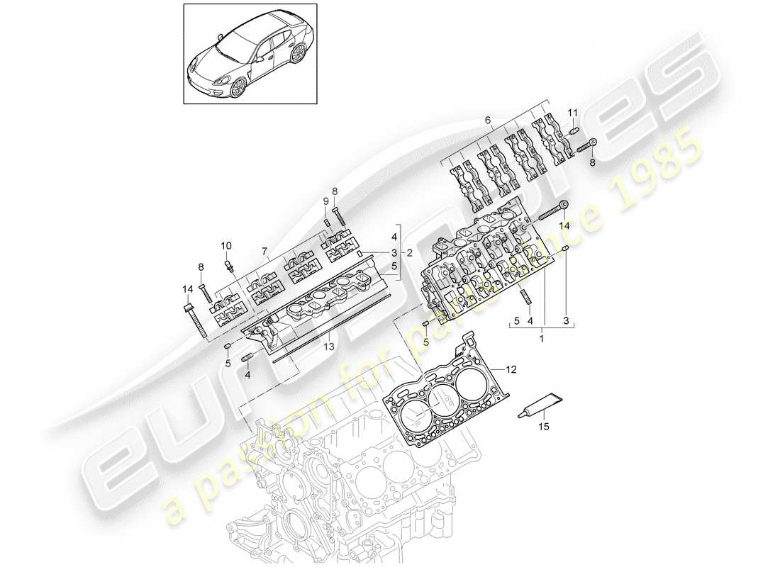 porsche 2013 (panamera 970) testata diagramma delle parti
