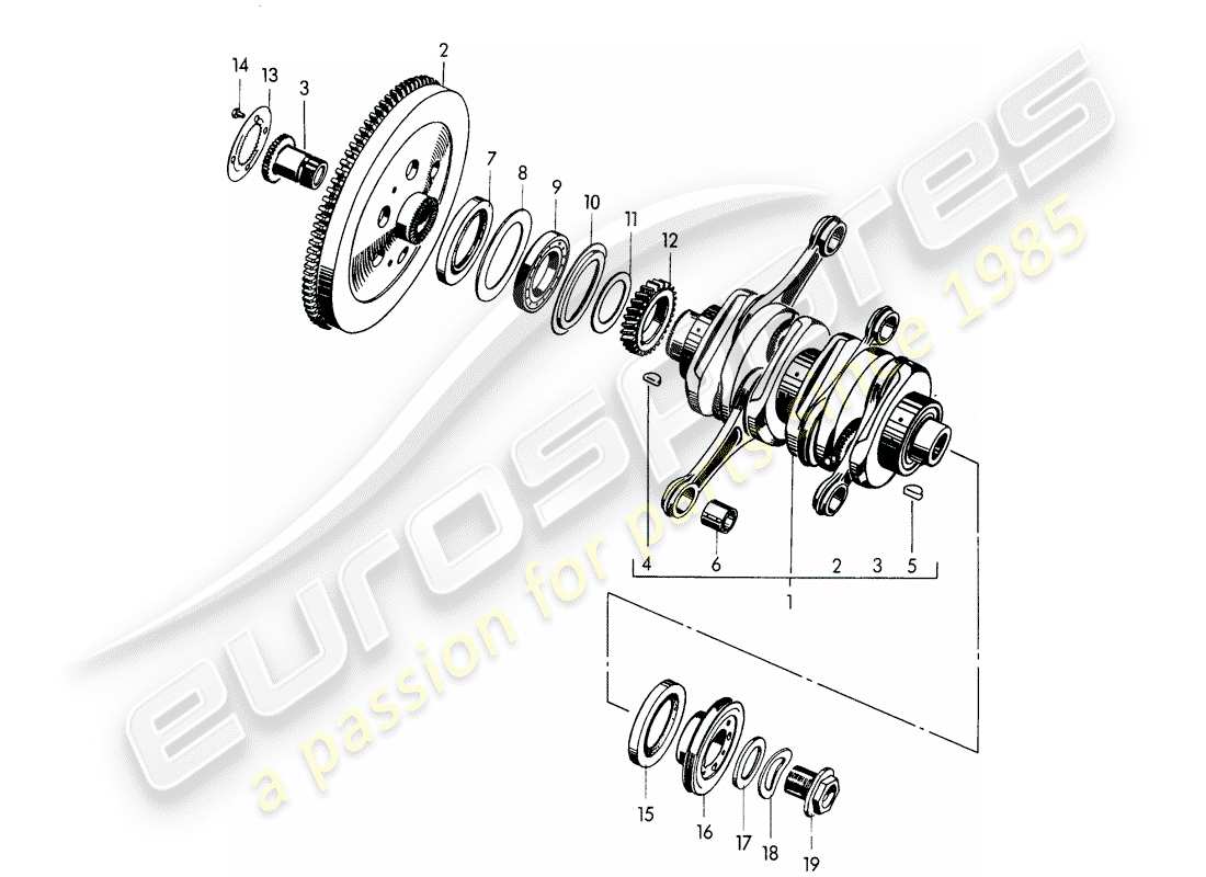 porsche 1954 (356/356a) albero motore - m 90 501 >> 91 000 schema delle parti