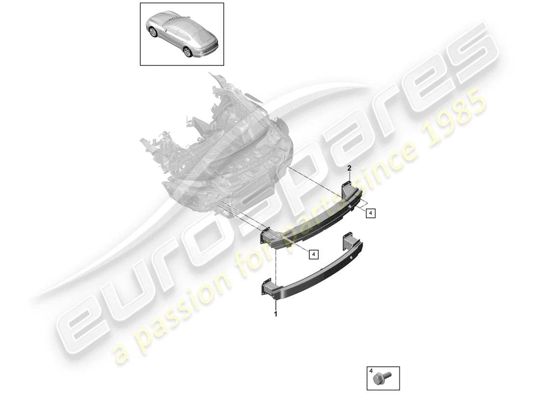 porsche 2018 (panamera 971-1) staffa paraurti schema delle parti