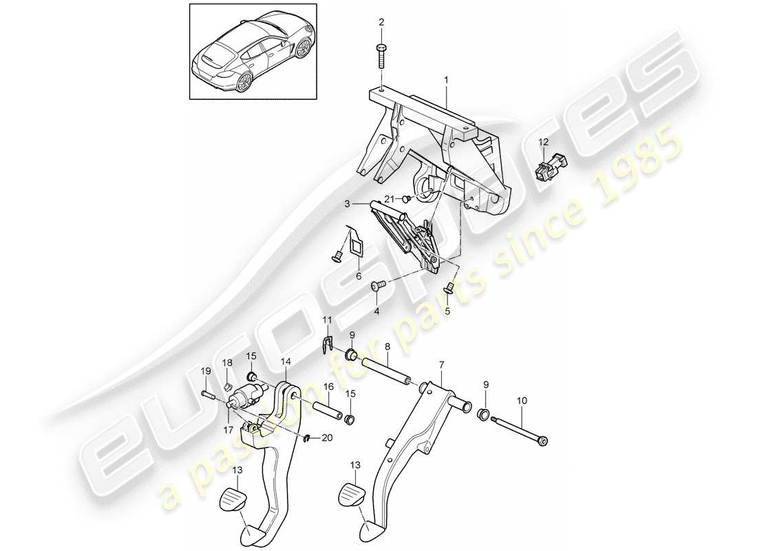 porsche 2011 (panamera 970) pedali diagramma delle parti