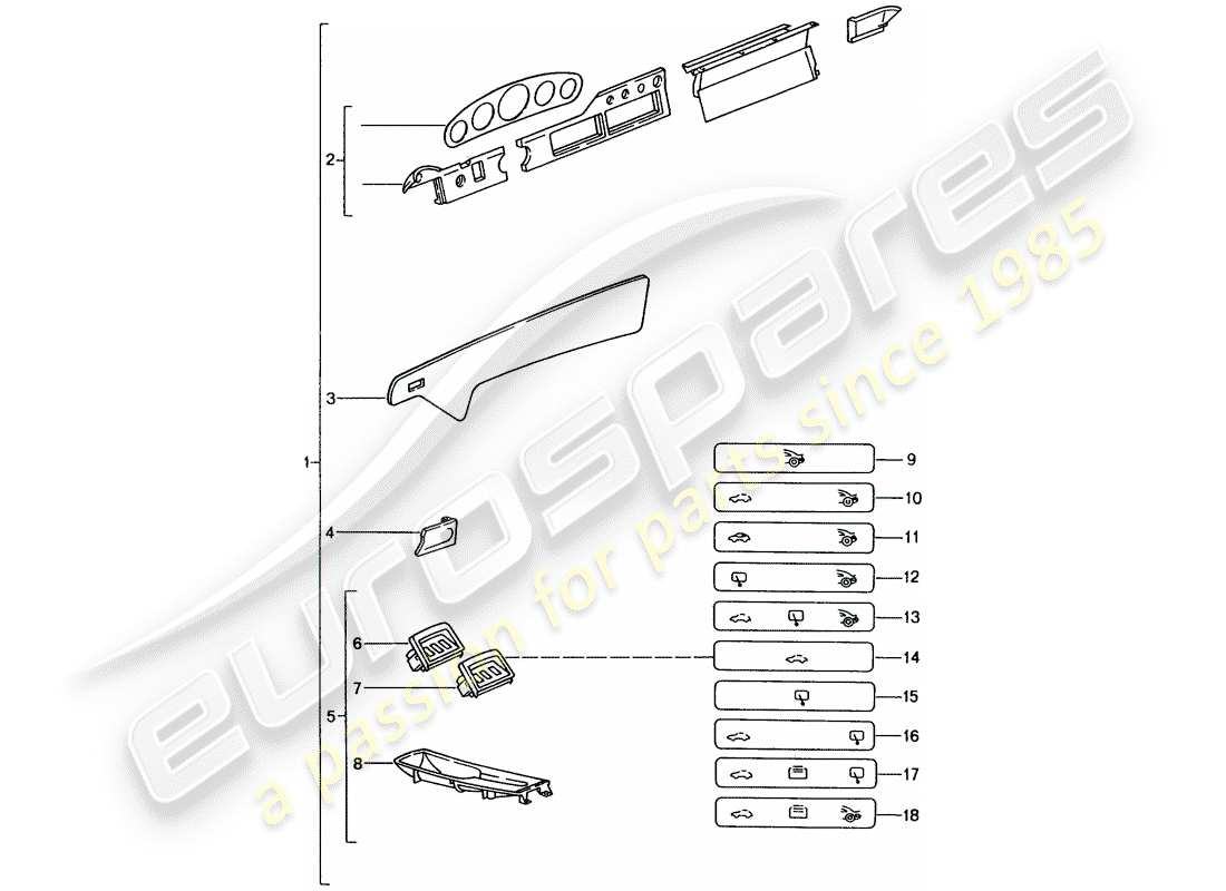 porsche 2008 (tequipment) abitacolo diagramma delle parti