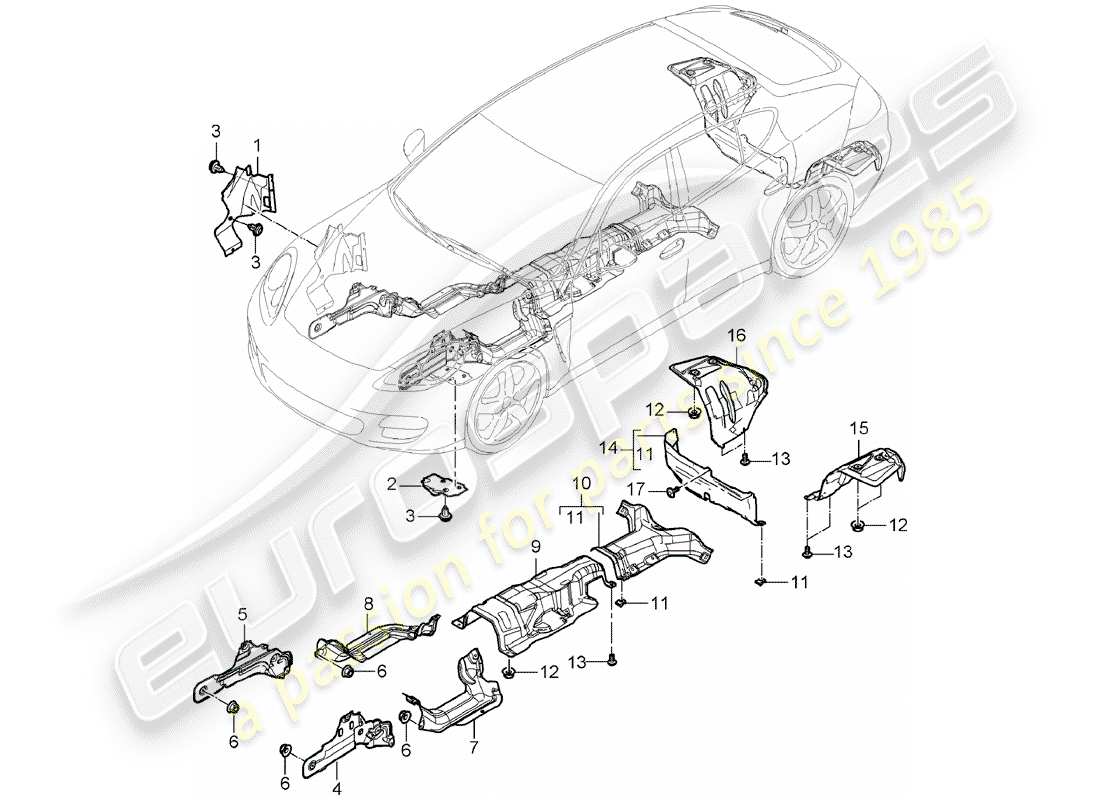 porsche 2011 (panamera 970) diagramma delle parti trims