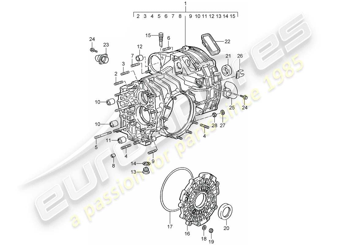 porsche 1996 (993) trasmissione di ricambio - pronta per l'installazione - scatola della trasmissione schema delle parti