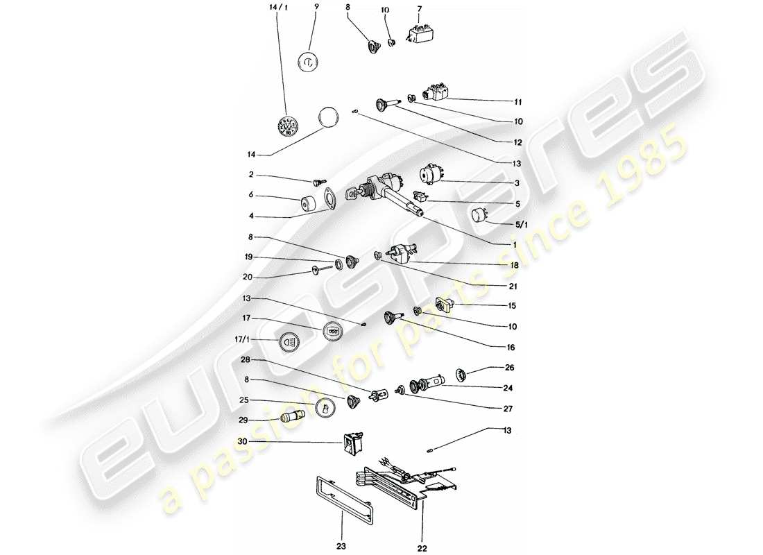 porsche 1972 (914) interruttore - rivestimenti cruscotto diagramma delle parti