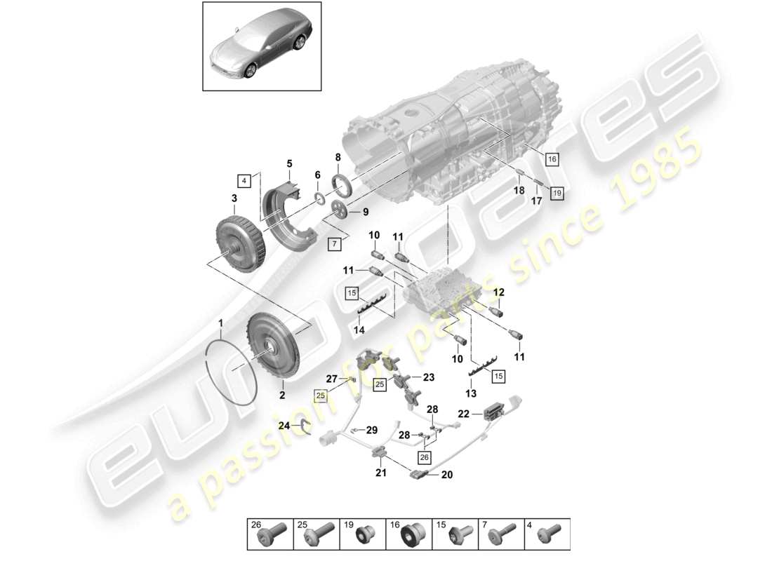 porsche 2019 (panamera 971-1) parti singole del cambio diagramma delle parti
