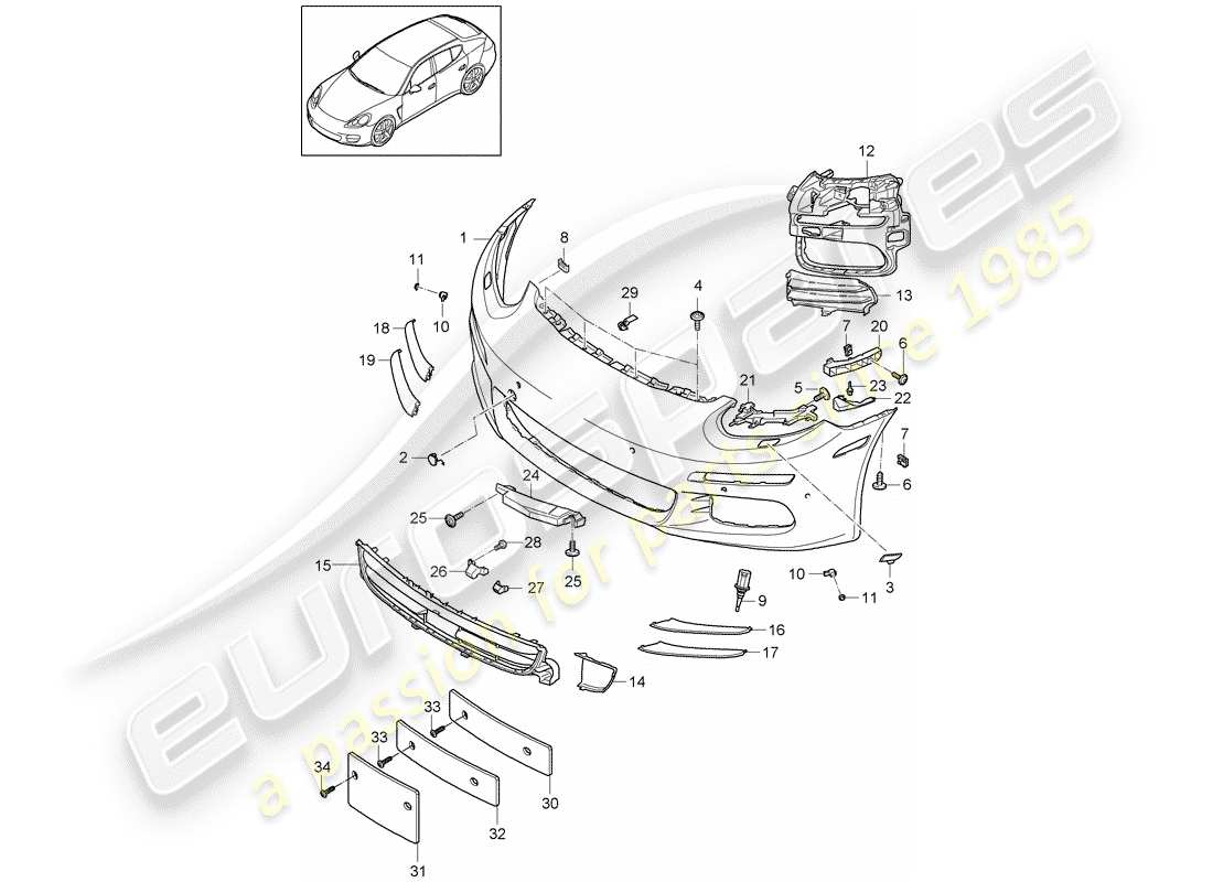 porsche 2014 (panamera 970) paraurti diagramma delle parti