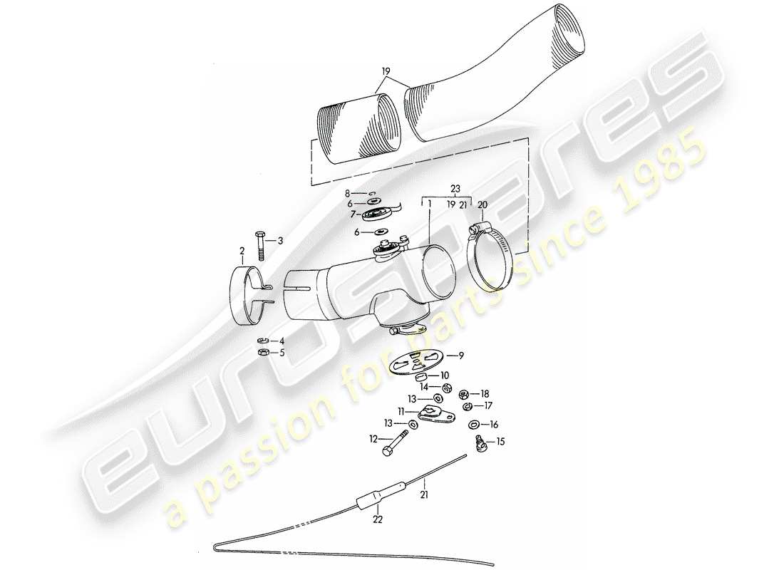 porsche 1963 (356b/356c) mandata aria di riscaldamento - d - mj 1964>> schema delle parti