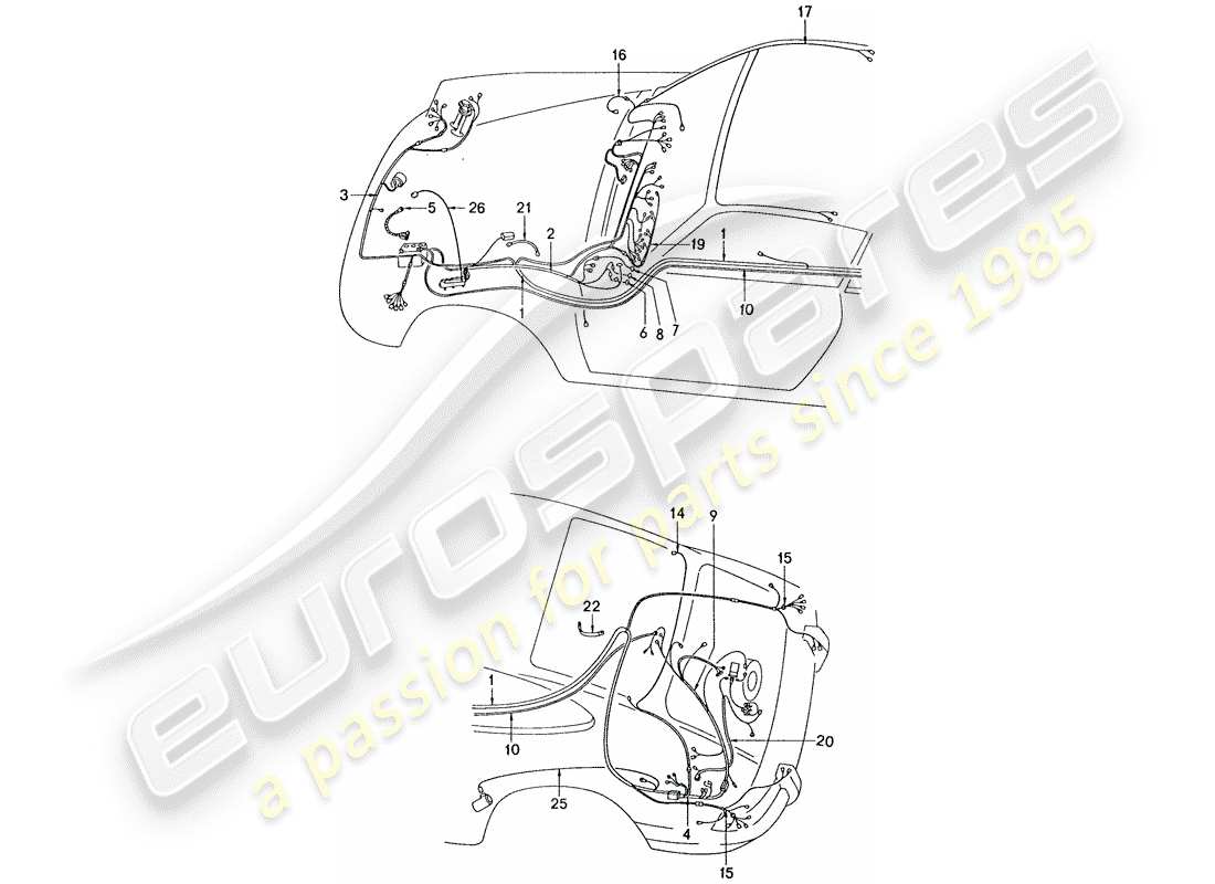 porsche 1977 (911) cablaggi diagramma delle parti