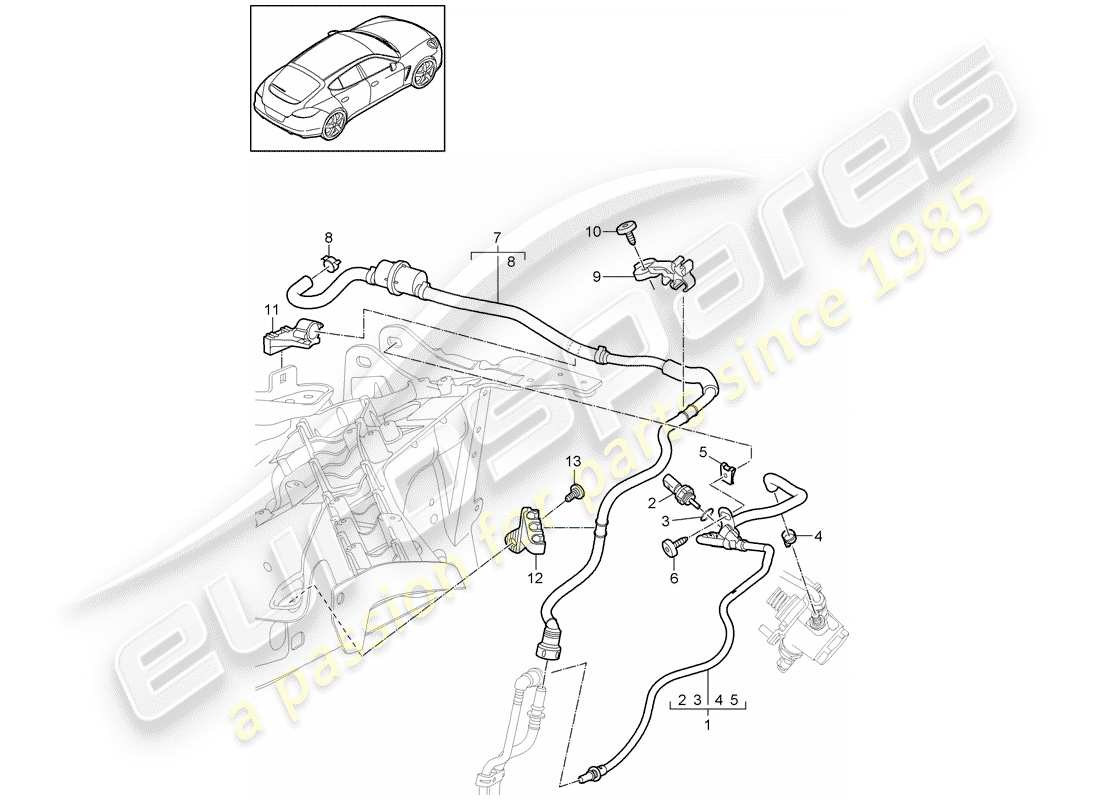 porsche 2013 (panamera 970) schema delle parti del sistema di alimentazione