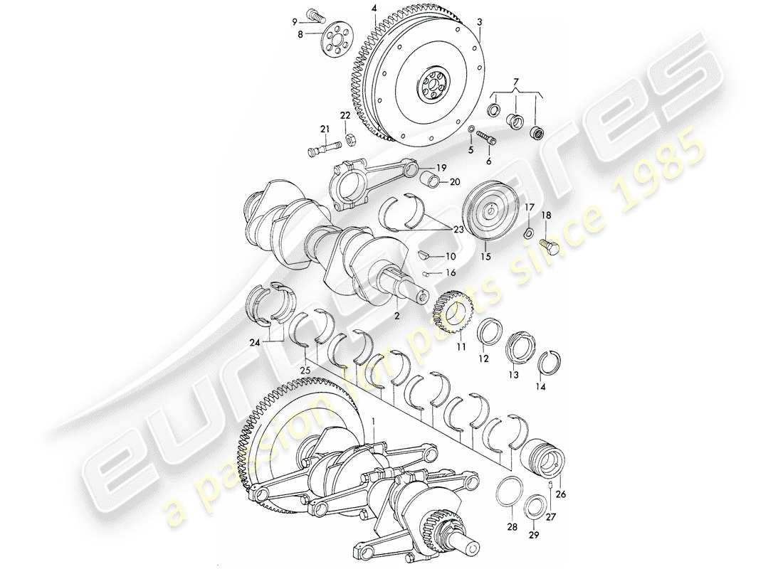 porsche 1970 (911) albero motore - e - bielle diagramma delle parti
