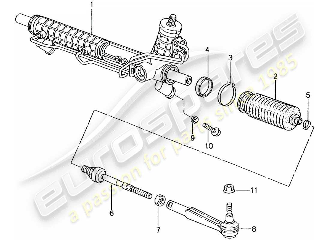 porsche 2004 (996 gt3) servosterzo - sterzo - parti dello sterzo schema delle parti