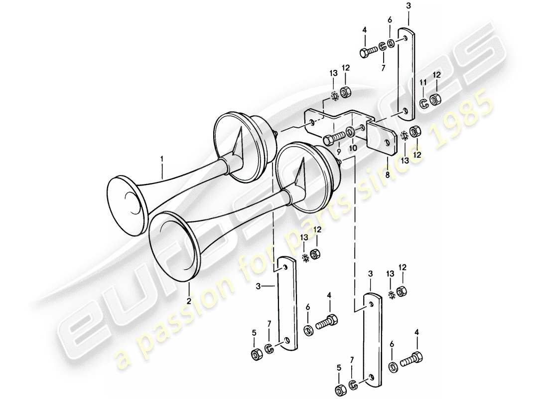 porsche 1978 (928) corno di fanfara diagramma delle parti