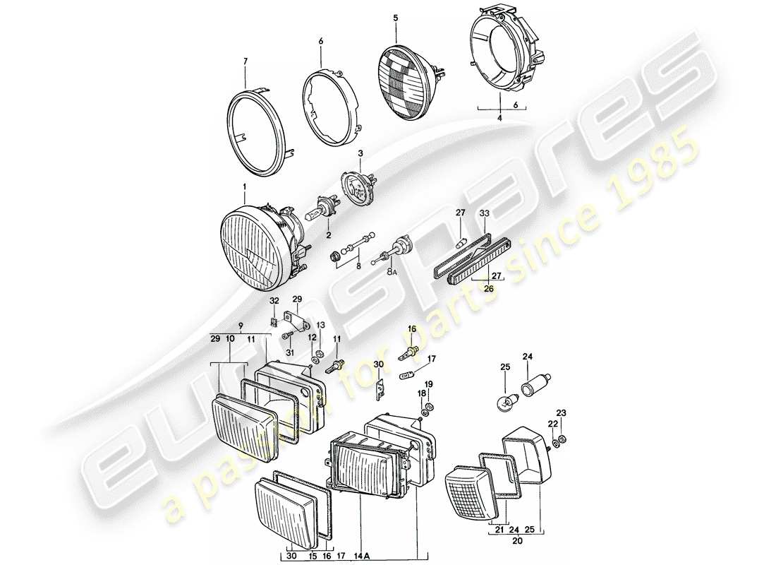 porsche 1981 (928) proiettore - indicatore di direzione - non per: - schema delle parti usa, cdn