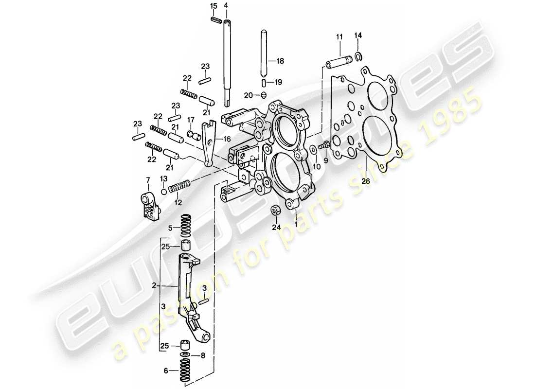 porsche 1987 (911) piastra di tensionamento - dispositivo di blocco del comando del cambio - 5-speed diagramma delle parti