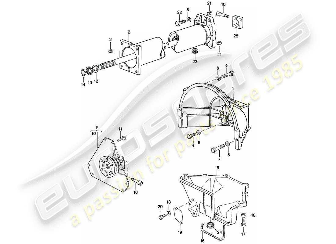 porsche 1986 (928) cambio automatico - tubo centrale diagramma delle parti