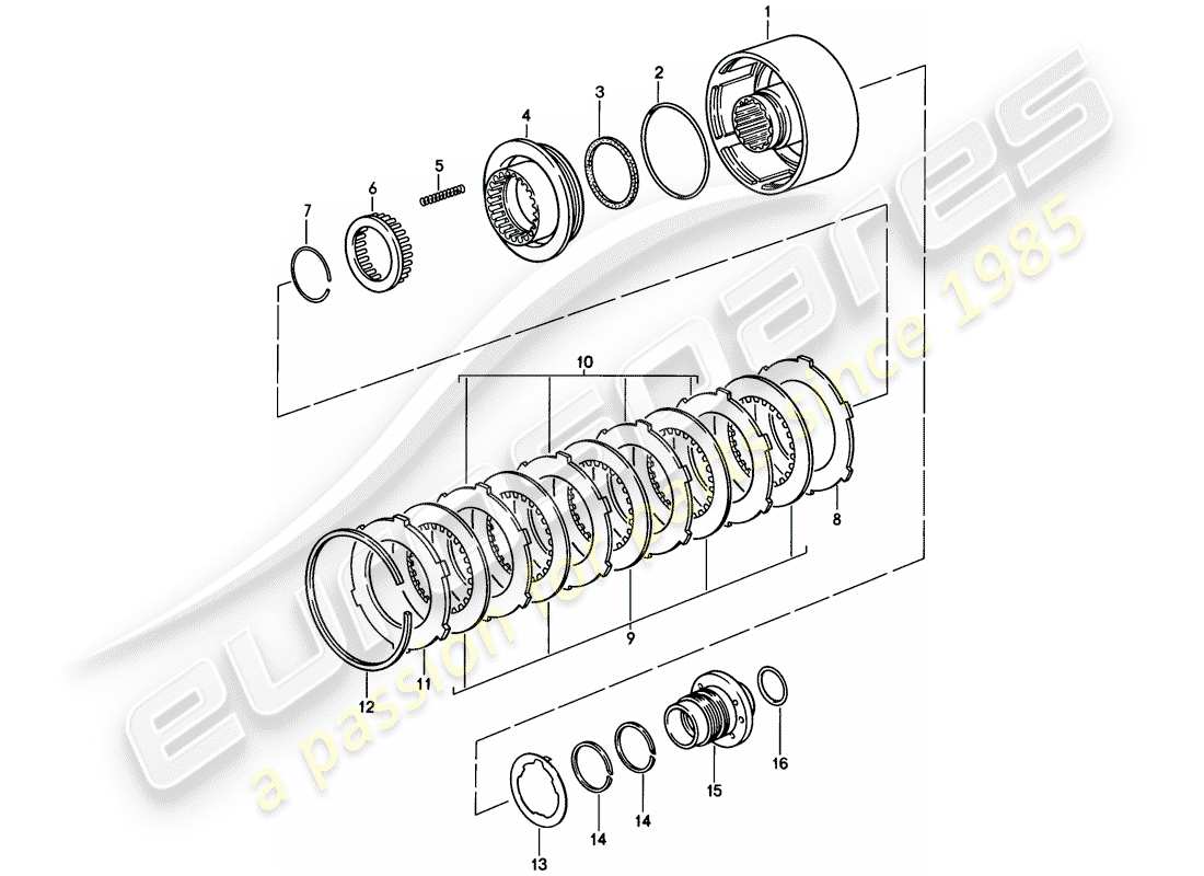 porsche 1986 (928) cambio automatico - frizione - k 2 diagramma delle parti