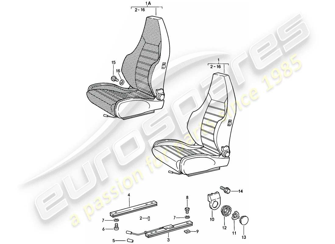 porsche 1982 (928) sedile sportivo - completo - d - mj 1980>> schema delle parti
