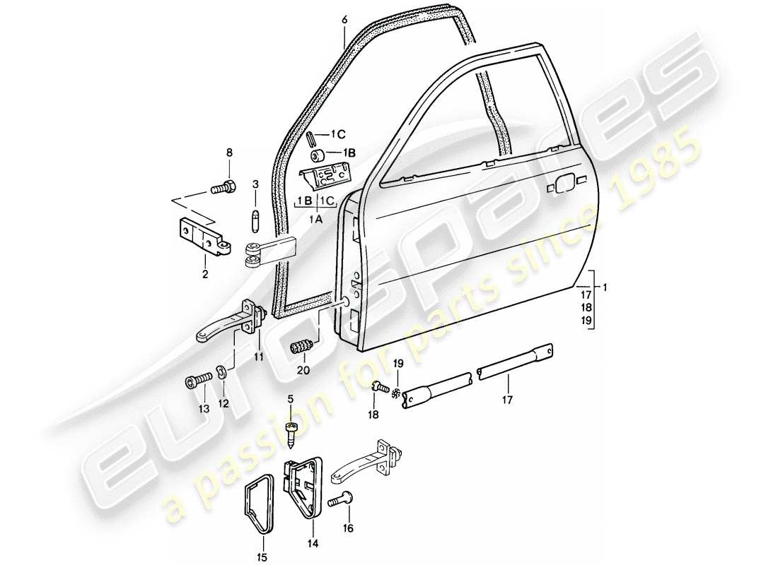 porsche 1987 (924s) porta diagramma delle parti