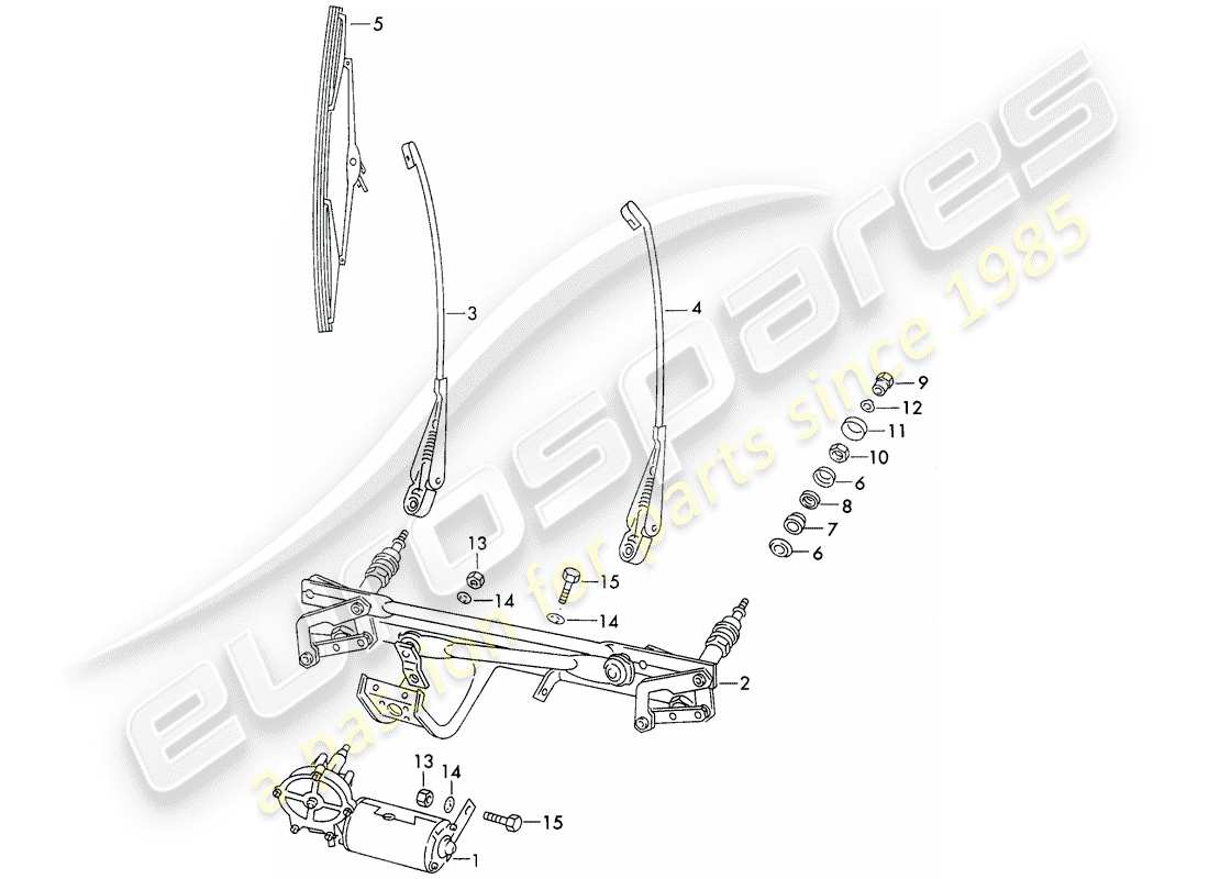 porsche 1972 (911) sistema tergicristallo diagramma delle parti