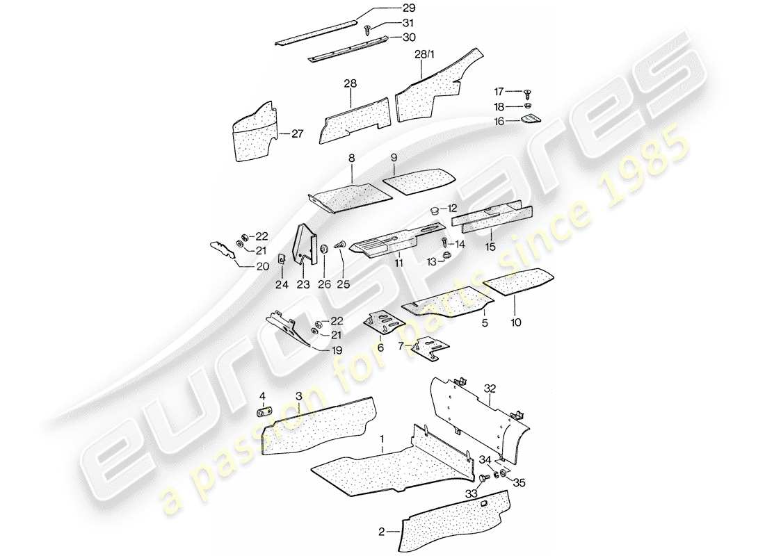 porsche 1977 (911) liner diagramma delle parti