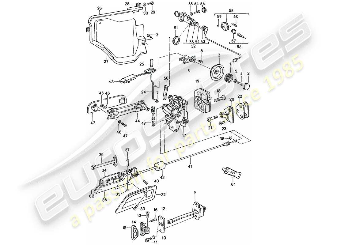 porsche 1993 (928) parti di installazione - per - schema delle parti della porta
