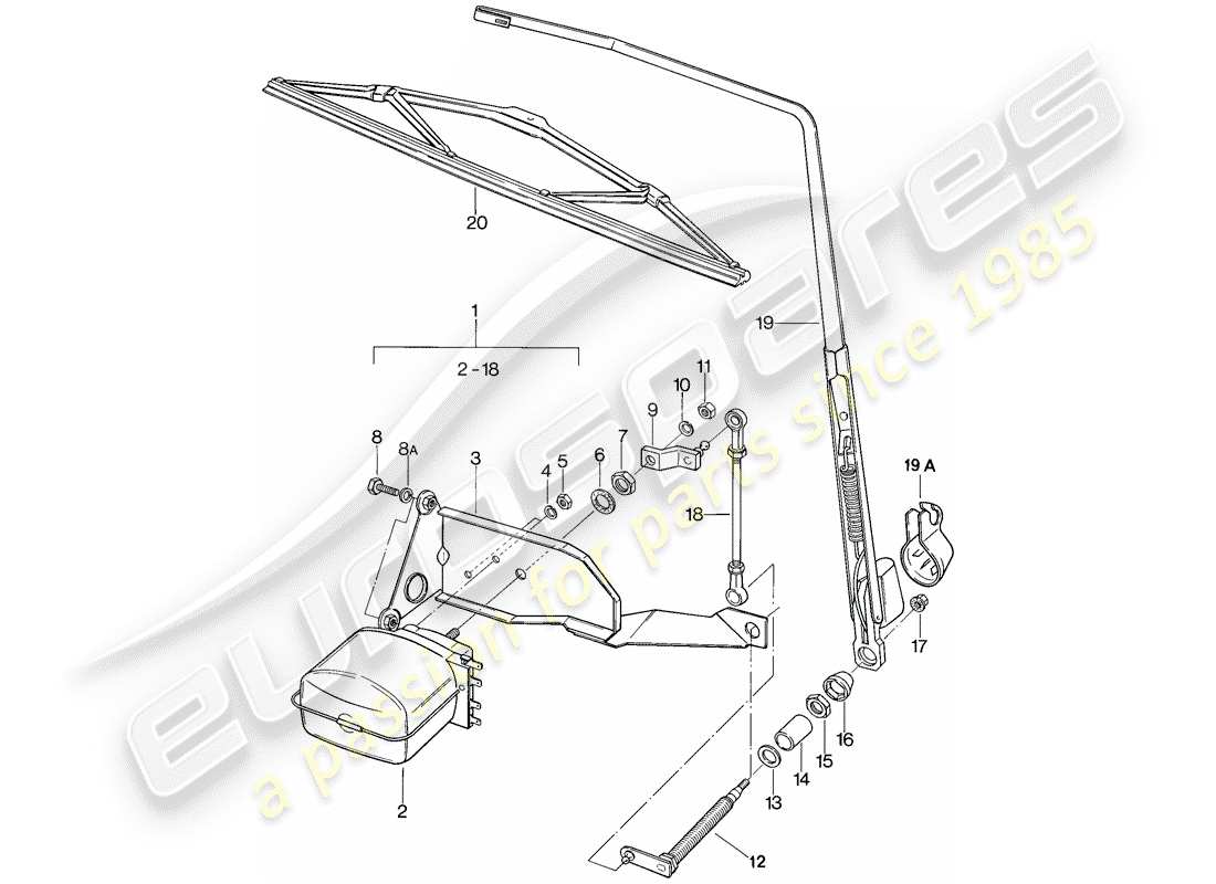 porsche 1986 (911) tergicristallo posteriore diagramma delle parti