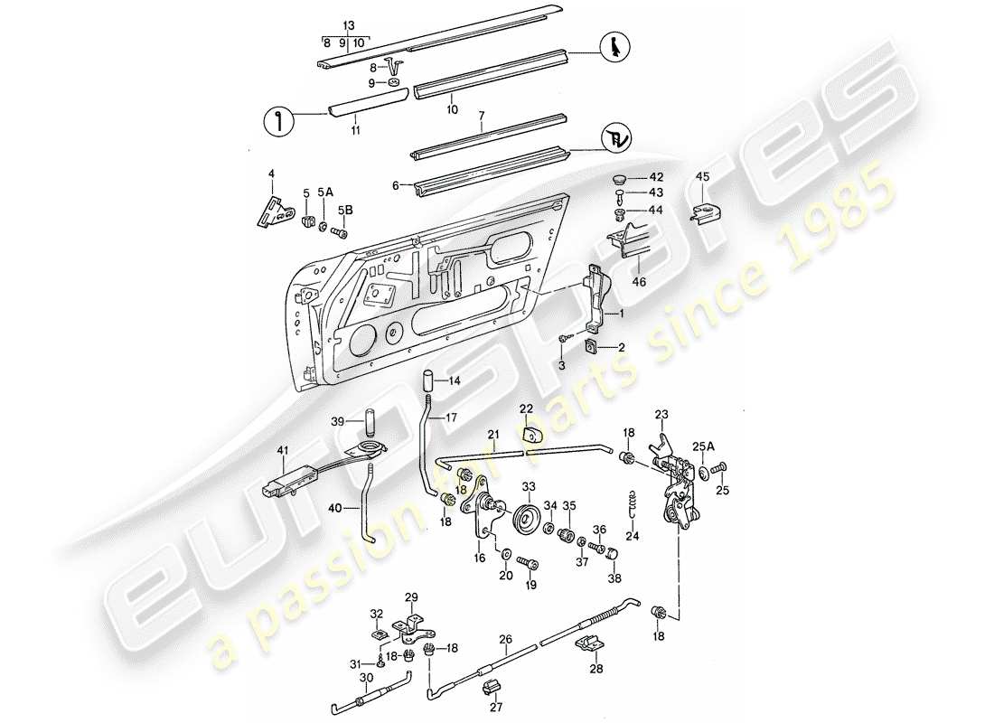 porsche 1987 (911) parti di installazione - porte diagramma delle parti