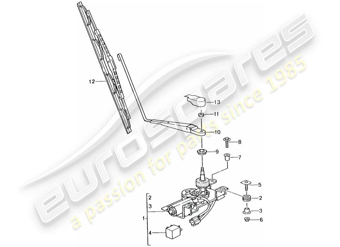 porsche 2005 (996 turbo / gt2) tergicristallo posteriore diagramma delle parti