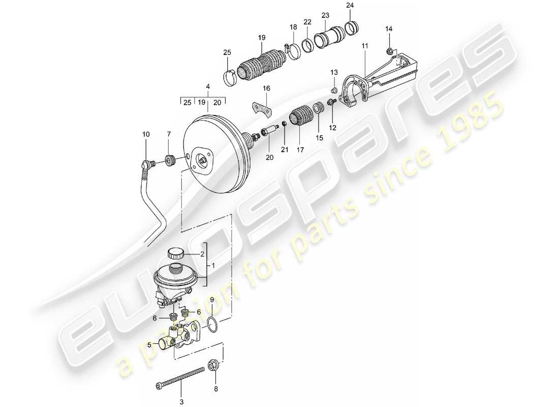 porsche 2004 (996 gt3) pompa freno - servizio freno - pompa frizione schema delle parti