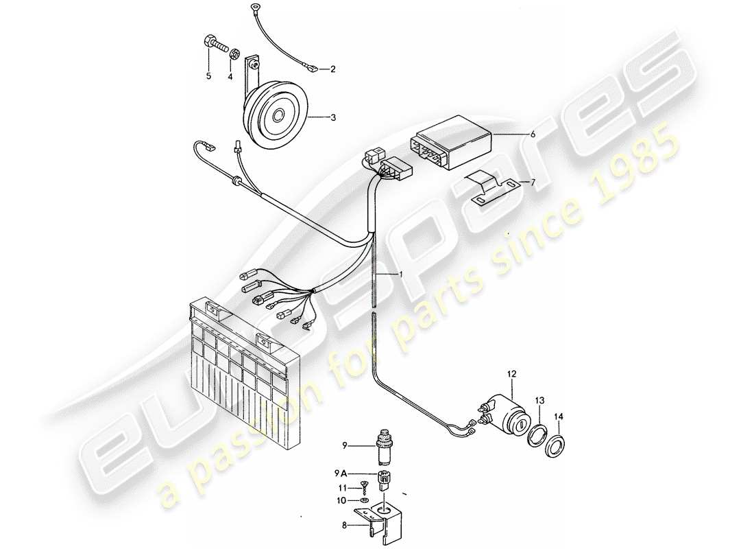 porsche 1988 (944) sistema d'allarme diagramma delle parti