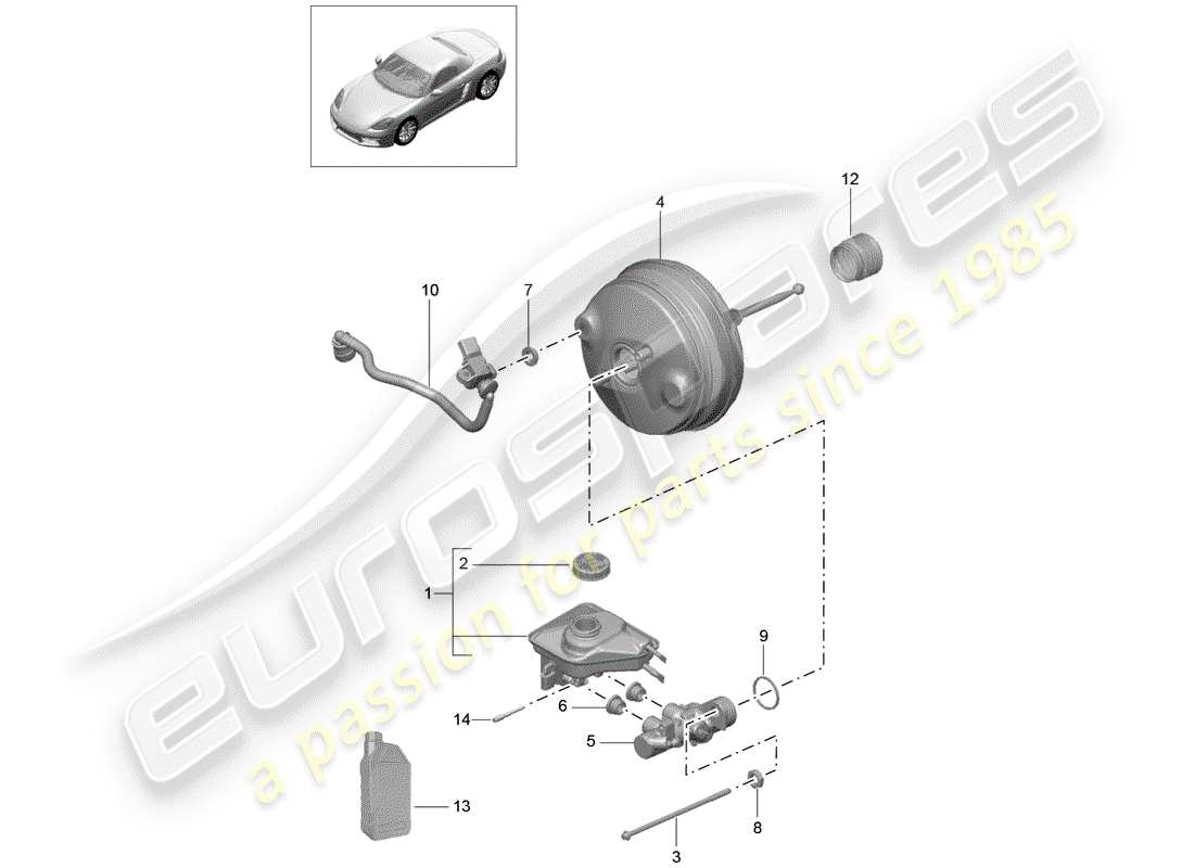 porsche 2019 (718 boxster) pompa freno diagramma delle parti