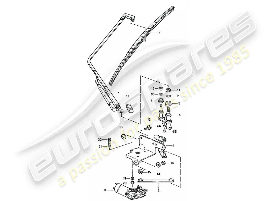 porsche 1984 (928) tergicristallo posteriore diagramma delle parti