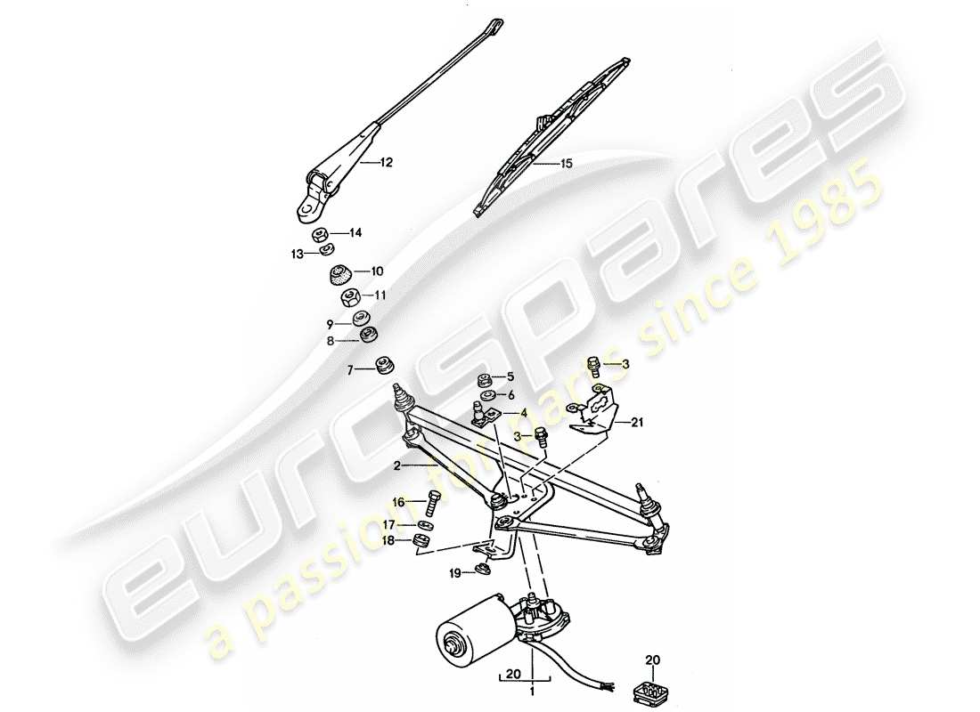 porsche 1994 (928) sistema tergicristallo diagramma delle parti