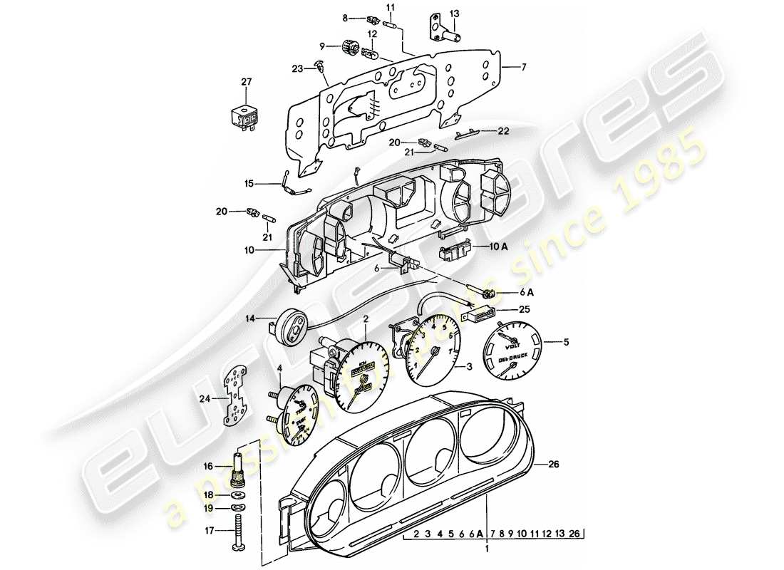 porsche 1983 (928) strumentazione diagramma delle parti