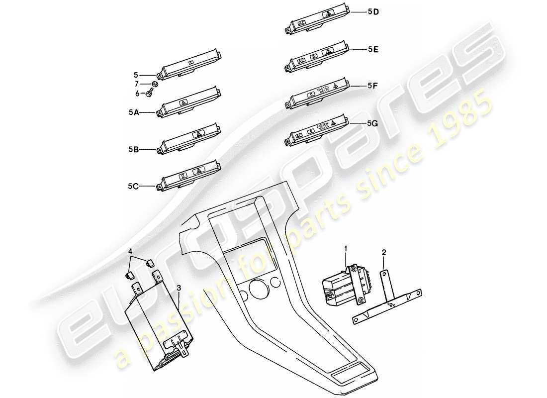 porsche 1982 (928) indicatore centrale diagramma delle parti