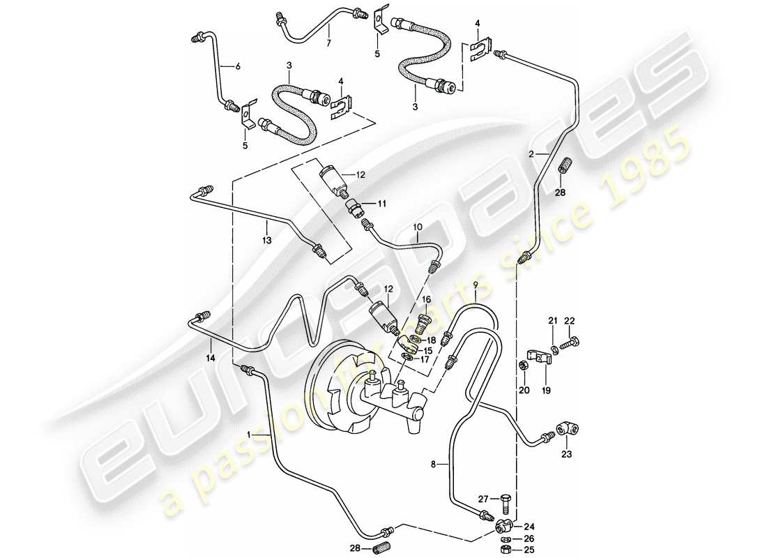 porsche 1987 (911) diagramma delle parti linea freno