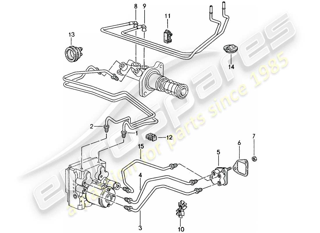 porsche 1998 (993) linee dei freni - parte anteriore diagramma delle parti