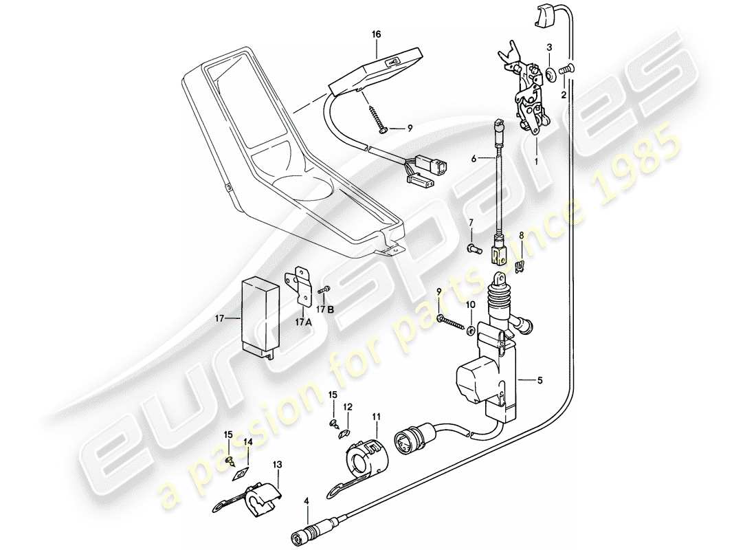 porsche 1984 (911) sistema di chiusura centralizzata diagramma delle parti