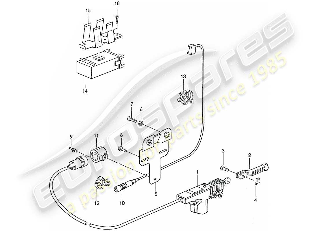 porsche 1990 (944) sistema di chiusura centralizzata diagramma delle parti
