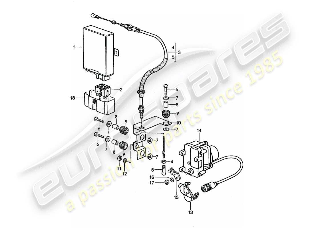 porsche 1992 (928) sistema di controllo della velocità di crociera diagramma delle parti