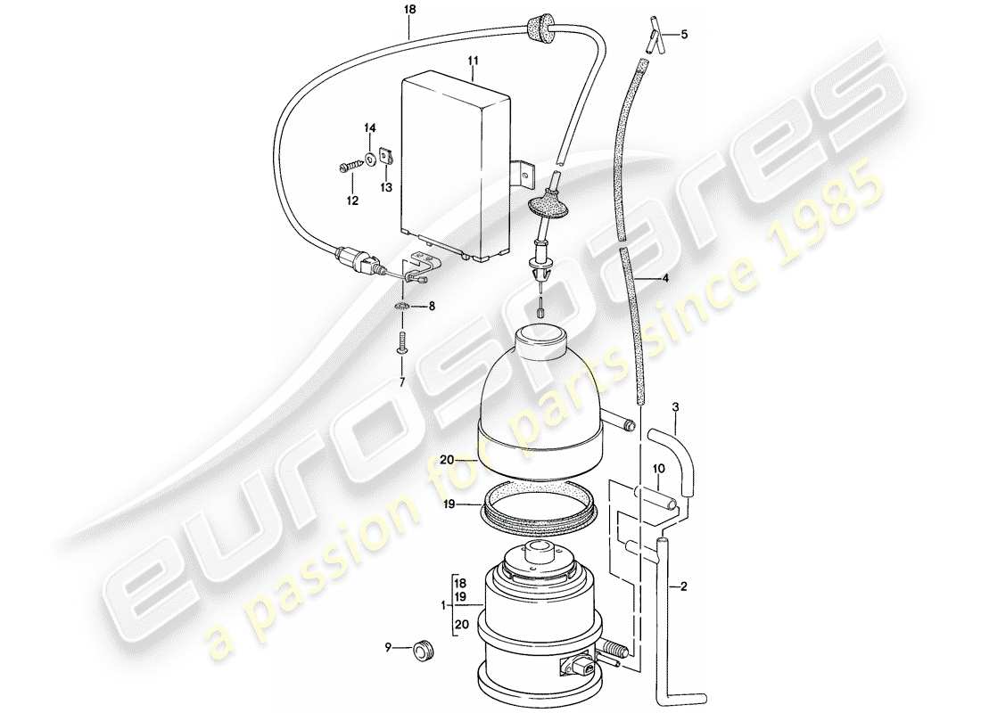porsche 1983 (928) sistema di controllo della velocità di crociera diagramma delle parti