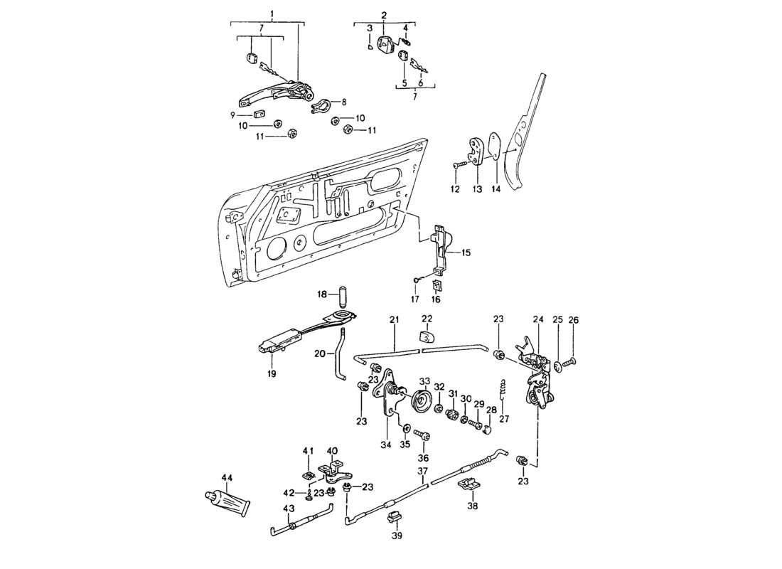 porsche 1994 (964) chiavistello della porta diagramma delle parti