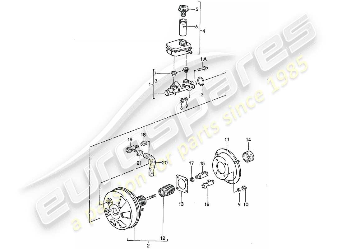 porsche 1994 (968) cilindro maestro del freno - servofreno - serbatoio schema delle parti