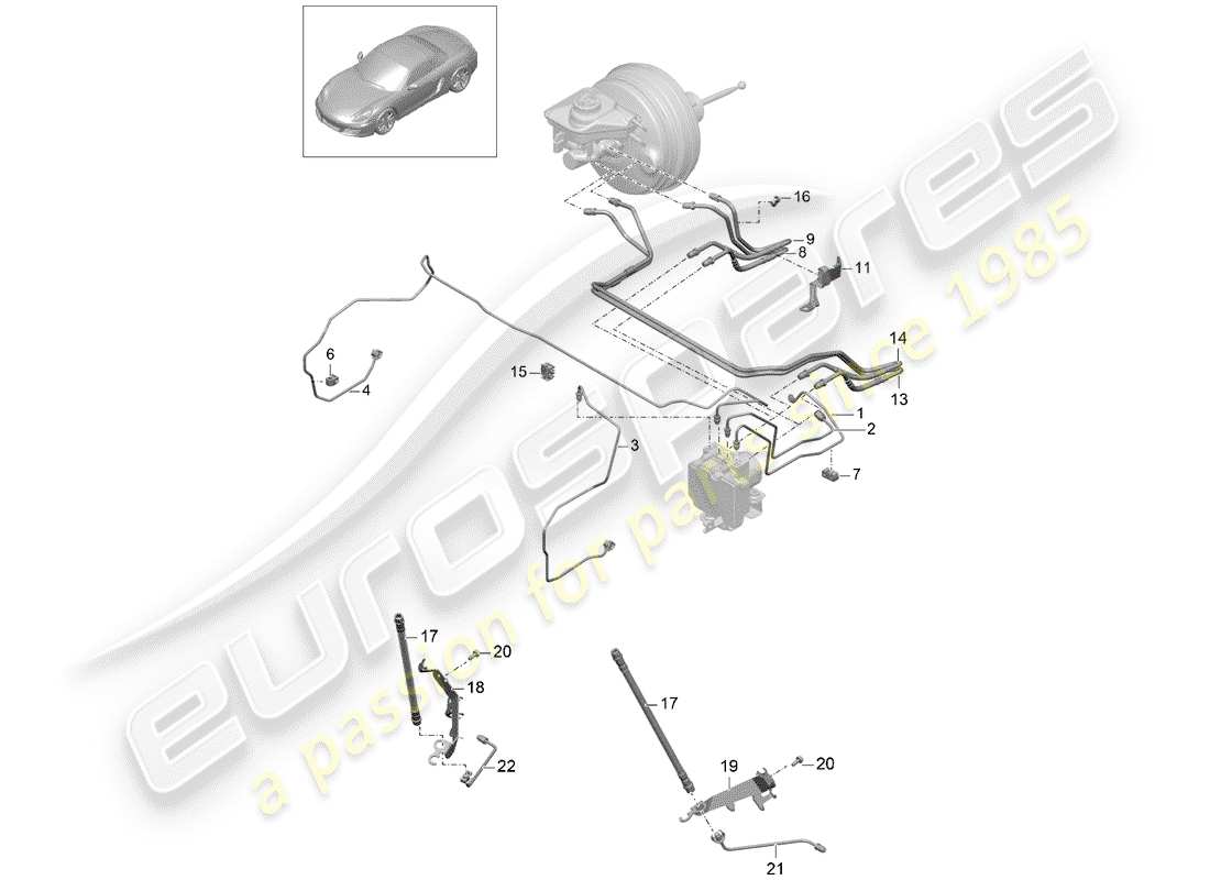 porsche 2012 (981 boxster) linee dei freni diagramma delle parti