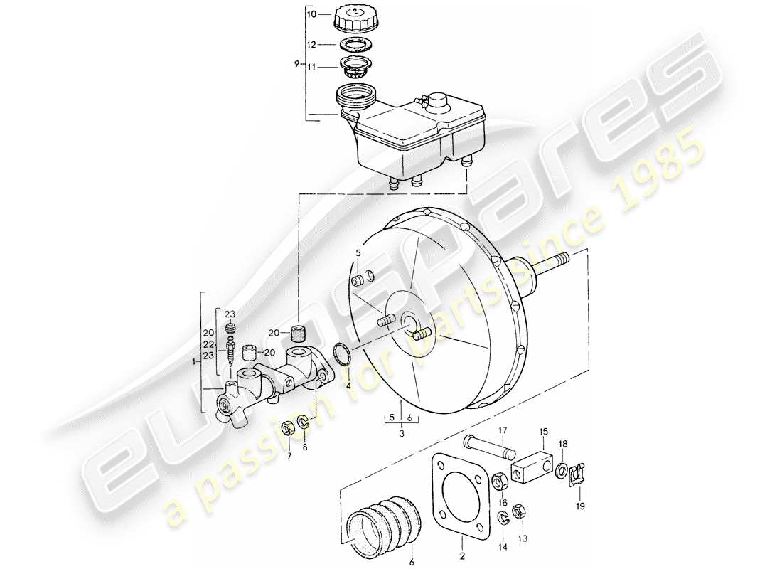 porsche 1994 (928) pompa freno - servofreno diagramma delle parti