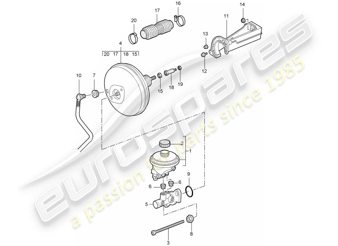 porsche 2009 997-2 turbo / gt2 cilindro maestro del freno schema delle parti