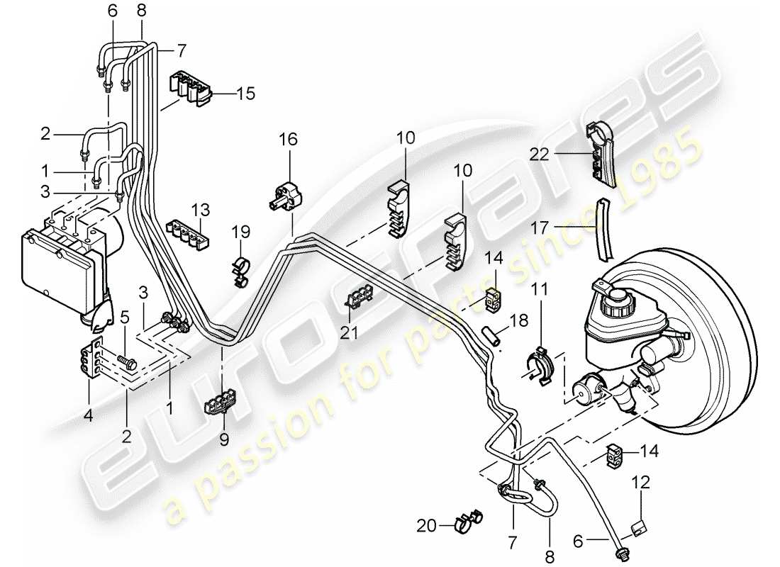 porsche 2005 (cayenne e1 9pa) linea freno diagramma delle parti